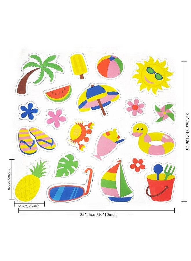 Tevxj 20 Pcs Summer Thick Gel Clings Hawaiian Tropic Window Gel Clings Decals Stickers For Kids Toddlers And Adults Home Airplane Classroom Nursery Beach Party Supplies Decoration Removable And Reusable - Image 2