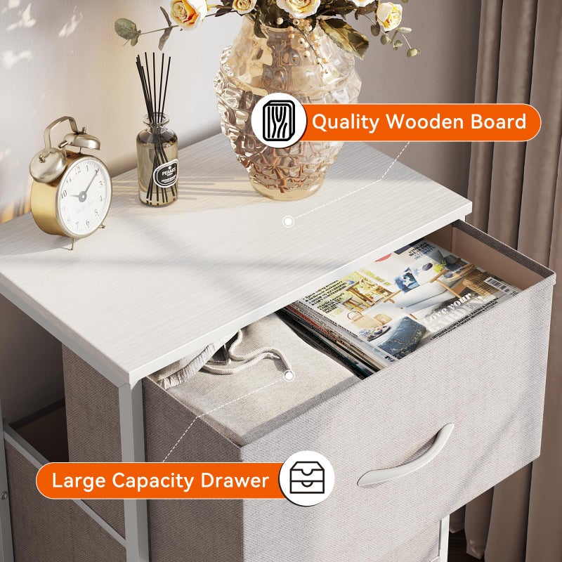 AODK Dresser for Bedroom Nightstand Small Dressers Chest of Drawers End Table for Living Room, Closet Dresser with 3 Storage Drawers Organizer Clothes, Light Grey - Image 4
