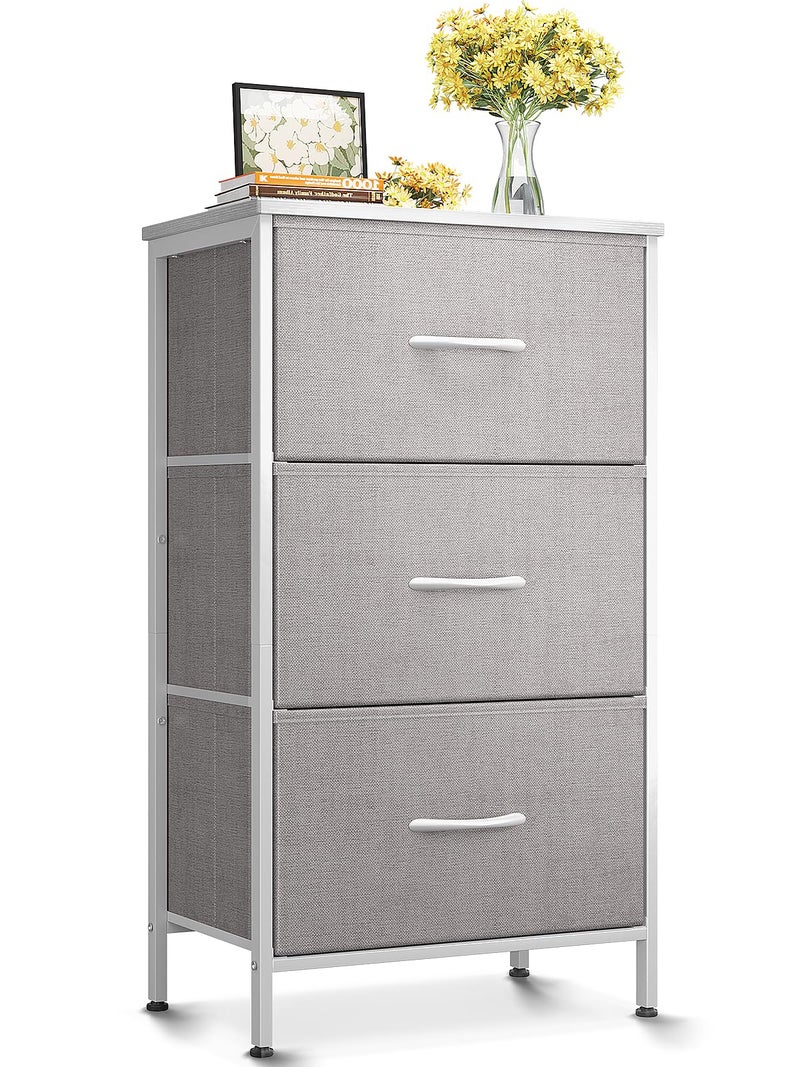 AODK Dresser for Bedroom Nightstand Small Dressers Chest of Drawers End Table for Living Room, Closet Dresser with 3 Storage Drawers Organizer Clothes, Light Grey - Image 1