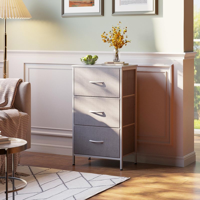 AODK Dresser for Bedroom Nightstand Small Dressers Chest of Drawers End Table for Living Room, Closet Dresser with 3 Storage Drawers Organizer Clothes, Light Grey - Image 5