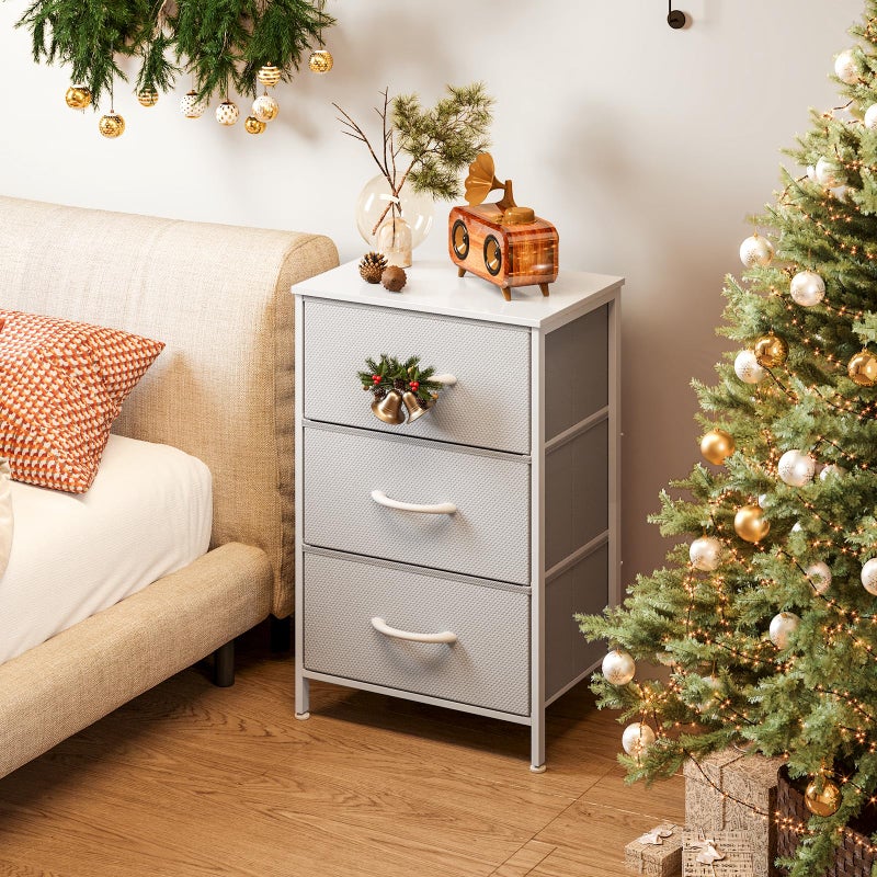 AODK Dresser for Bedroom Nightstand Small Dressers Chest of Drawers End Table for Living Room, Closet Dresser with 3 Storage Drawers Organizer Clothes, Light Grey - Image 2