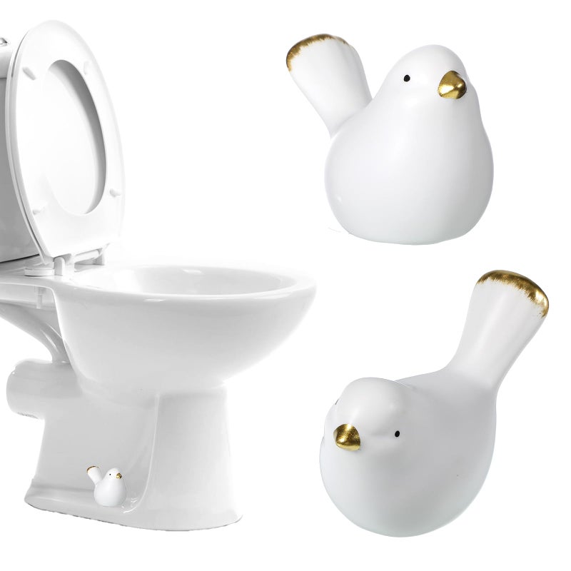 Exircy 2Packs Birds Toilet Bolt Covers Decorative Ceramic Toilet Bolt Caps Cute Toilets Screw Cover Caps for Bottom of Toilets Easy Installation Bathroom Replacement Parts for Bathroom Decor (White) - Image 1