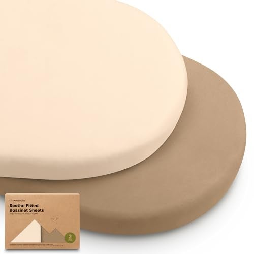KeaBabies 2-Pack Organic Bassinet Sheets for Girls, Boys - 100% Cotton Bassinet Mattress Sheets Compatible with Halo Bassinest Swivel Sleeper, Graco, Baby Delight, Chicco, Unisex Fitted Bassinet Sheets (Pecan) - Image 1