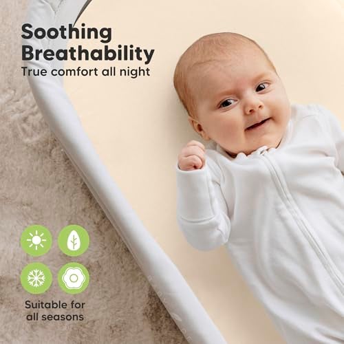 KeaBabies 2-Pack Organic Bassinet Sheets for Girls, Boys - 100% Cotton Bassinet Mattress Sheets Compatible with Halo Bassinest Swivel Sleeper, Graco, Baby Delight, Chicco, Unisex Fitted Bassinet Sheets (Pecan) - Image 4