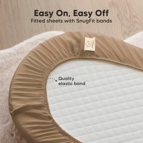 KeaBabies 2-Pack Organic Bassinet Sheets for Girls, Boys - 100% Cotton Bassinet Mattress Sheets Compatible with Halo Bassinest Swivel Sleeper, Graco, Baby Delight, Chicco, Unisex Fitted Bassinet Sheets (Pecan) - Image 5
