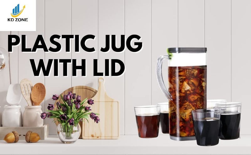 KD ZONE Plastic Water Jug Versatile Square Carafe - 2L Capacity for Drinks Square Water Jug Square Water Pitcher 2000ml - Image 2