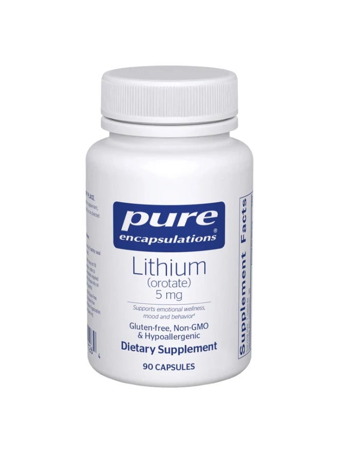 Pure Encapsulations Lithium Orotate 5mg ,to support healthy mental function, 180 Capsules - Image 1