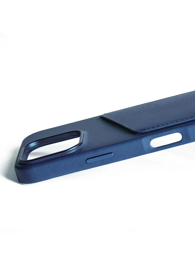 Mujjo iPhone 16 Pro - Premium European Leather Case with Card Pocket, Enhanced Phone & Camera Lens Protection, MagSafe Compatible - iPhone 16 Pro Card Wallet Case (Monaco Blue)