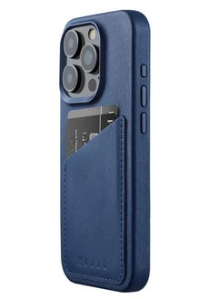 Mujjo Mujjo Leather Wallet Case for iPhone 16 Pro - Premium European Leather Case with Card Pocket, Phone & Camera Lens Protection, Compatible (Blue)  - Image 1
