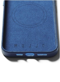 Mujjo Mujjo Leather Wallet Case for iPhone 16 Pro - Premium European Leather Case with Card Pocket, Phone & Camera Lens Protection, Compatible (Blue)  - Image 3