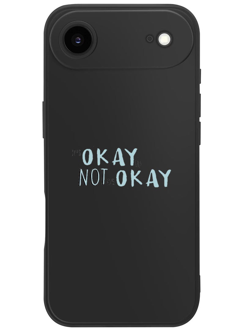 Theodor Protective Slim Fit Case Liquid Silicone Cover with Full Body Protection Anti-Scratch Shockproof Case For Apple iPhone 17 Air (Black) Its okay to be not okay - Image 1