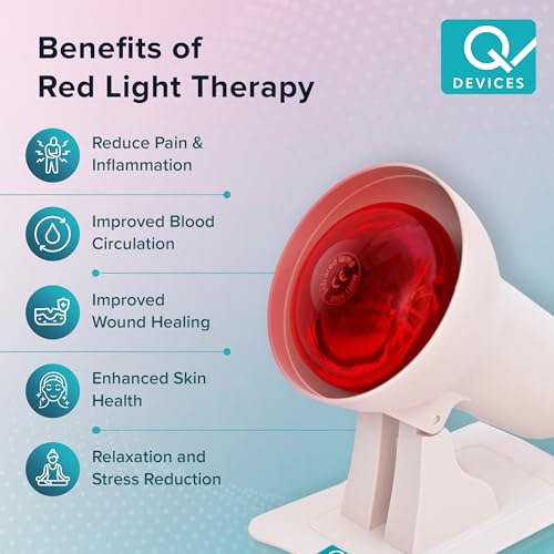 Q DEVICES 150W Infrared Heat Lamp for Pain Relief – Medical Grade Red Light Therapy for Muscle Recovery, Colds & Strains – Portable Physiotherapy Device with Adjustable Tilting Head, 1 Year Warranty - Image 3