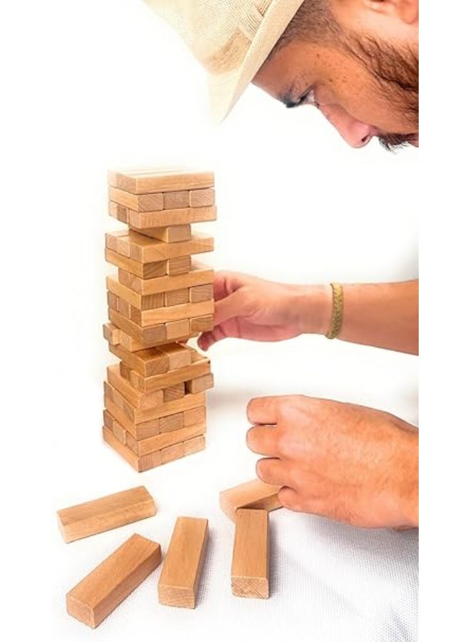 48-Wooden Piece Beech Jenga Fold High Stacking Creative Toy Set For Children - Image 4