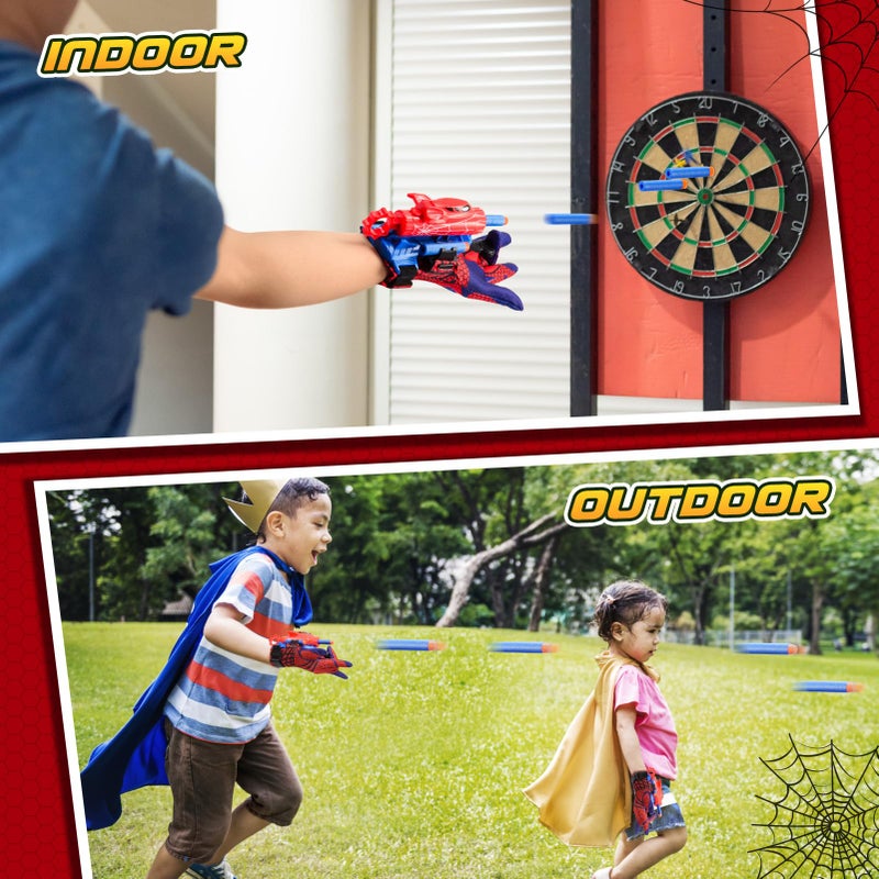 Excitobo 2 Sets Superhero Web Shooters For Kids Age 3-7 Adjustable Spider Wrist Launcher Slinging Toy Set With 40 Darts Ideal Birthday For Boys & Girls Imaginative Role-Play Costume Accessory - Image 2