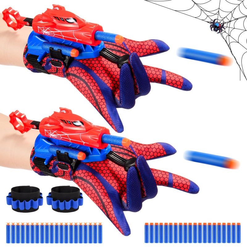 Excitobo 2 Sets Superhero Web Shooters For Kids Age 3-7 Adjustable Spider Wrist Launcher Slinging Toy Set With 40 Darts Ideal Birthday For Boys & Girls Imaginative Role-Play Costume Accessory - Image 1