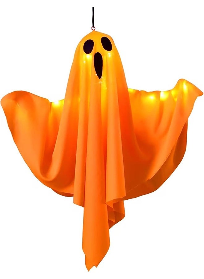 JCB CHIC Halloween Ghost Decorations Halloween Hanging Ghosts with Lights Halloween Decor Spooky Ghost Ornaments for Home Tree Garden Yard 2Pcs (Orange) - Image 2