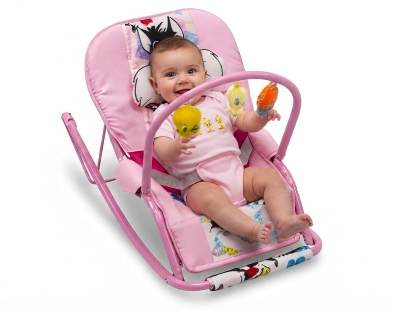 Baby Bouncer with Safety Belt and Toy Set (pink)