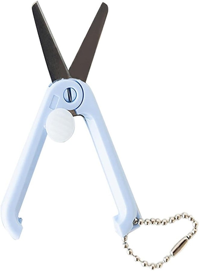 Galepromot Blue Mini Scissors with Key Chain Mini Telescopic Small Foldable Scissors Portable Safe Pocket Travel Scissors Retractable Kids Shears Sharp Cutting Tools for Cutting, Scrapbooking, Crafting, Sewing - Image 1
