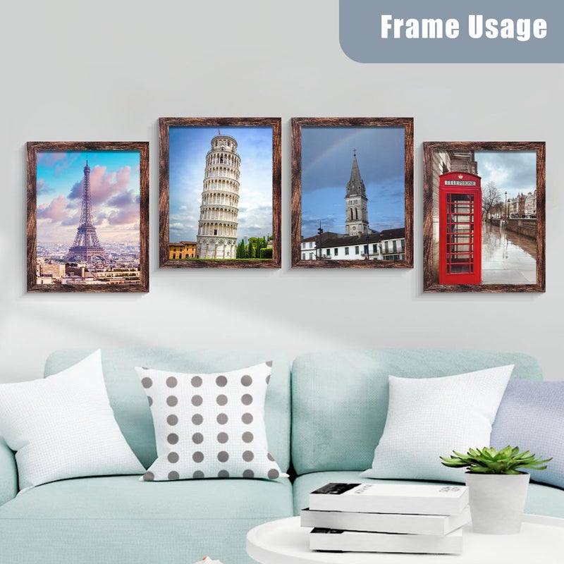 BESCRCL 11x14 Picture Frame Set of 6 High Definition Glass, 11 x 14 Photo Frame for Wall, Engineered Wood, Brown - Image 4