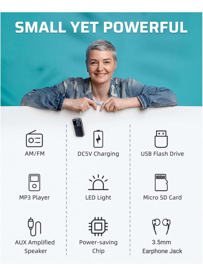 J-189 Bluetooth AM FM Radio Small Portable Radio Dual Speaker Heavy Bass - Image 4