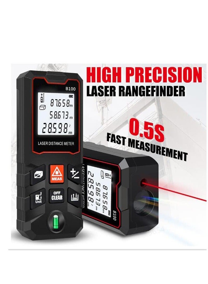 Laser Measure 100M, Ft/in/M Unit Switch Digital Laser Tape Measure with Bubble Level Laser Measurement Tool,LCD Backlit Laser Distance Measure Pythagorean Mode Area and Volume Measuring - Image 2