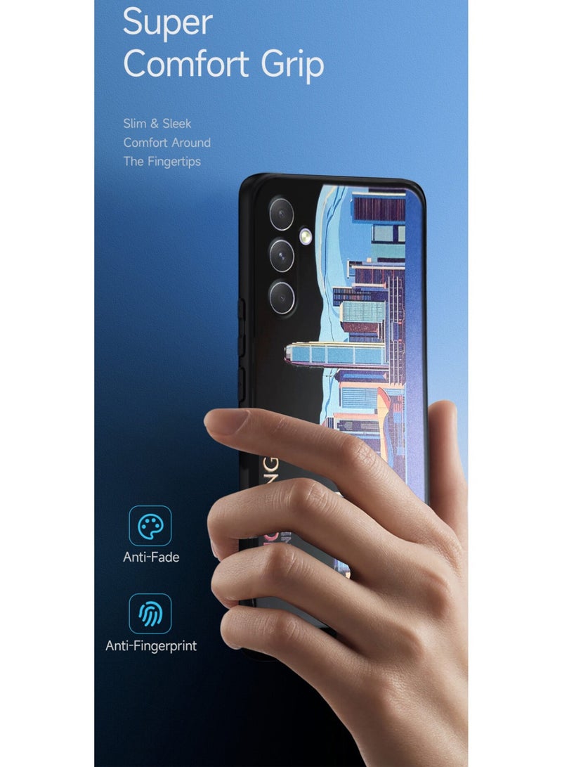 Techie Hongkong Skyline Aesthetic Fashion Silicone Cover Case with Inner Microfiber Lining and Built in Magnetic Car Mount Function for Samsung Galaxy A34  - Image 3