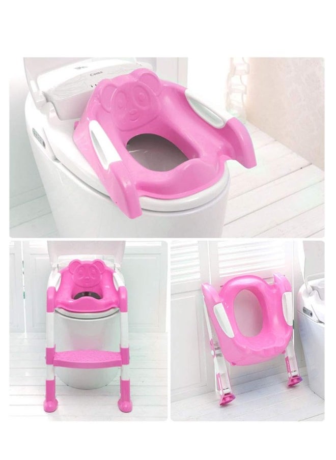 DRAMA HOME Portable Folding Trainer Toilet Potty Training Ladder Chair For Kids - Pink  - Image 4