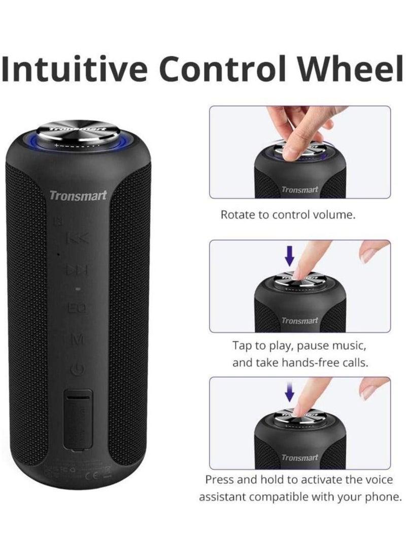 ترونسمارت مكبر صوت بلوتوث Tronsmart T6 Plus مطور، فائق الجودة بقوة 40 وات، صوت محيطي عالي الدقة بزاوية 360 درجة، مكبر صوت بلوتوث مقاوم للماء IPX6، تأثيرات ثلاثية الجهير، وقت تشغيل 15 ساعة، NFC، مكبر صوت للحفلات للاستخدام الداخلي والخارجي، أسود  - Image 3