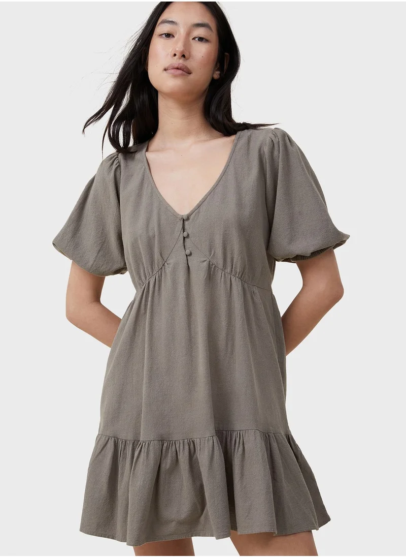 Cotton On V-Neck Puff Sleeve Dress