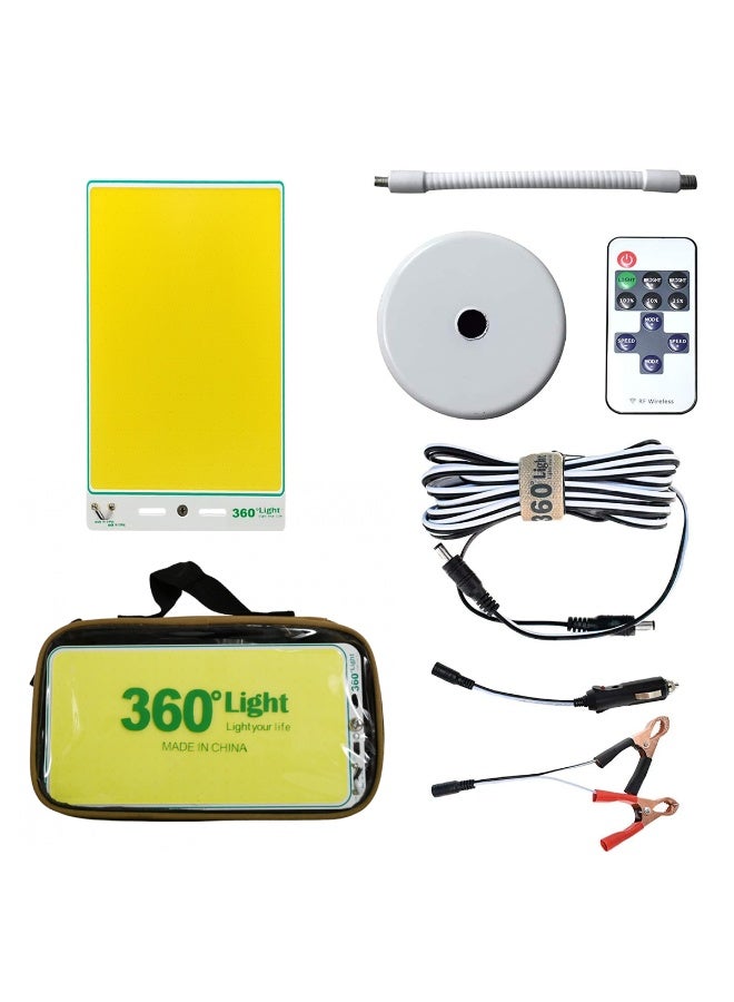 360 ديجري لايت مصباح عمل LED COB 300 واط 360 درجة مع جهاز تحكم عن بعد، مصباح طوارئ فائق السطوع 4000 لومن مع قاعدة مغناطيسية، حامل دوار 360 درجة، كابل تيار مستمر 5 أمتار، قابس سجائر سيارة 12 فولت ومشابك بطارية لإصلاح السيارات والتخييم والجراج والإضاءة الخارجية متعددة الأغراض - Image 2