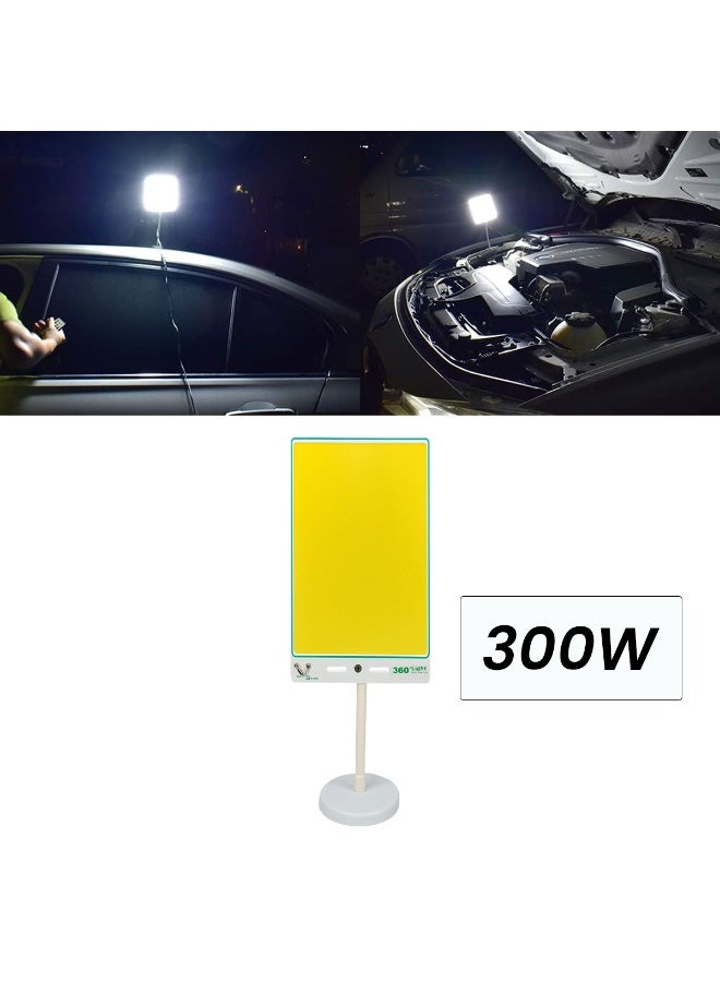 360 ديجري لايت مصباح عمل LED COB 300 واط 360 درجة مع جهاز تحكم عن بعد، مصباح طوارئ فائق السطوع 4000 لومن مع قاعدة مغناطيسية، حامل دوار 360 درجة، كابل تيار مستمر 5 أمتار، قابس سجائر سيارة 12 فولت ومشابك بطارية لإصلاح السيارات والتخييم والجراج والإضاءة الخارجية متعددة الأغراض - Image 4