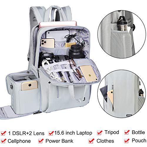 CADeN Camera Backpack w/ 15.6" Laptop Compartment, USB Charge Port, Tripod Holder, Rain Cover Compatible for Sony Canon Nikon - Image 2