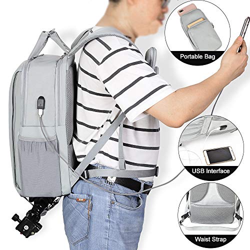 CADeN Camera Backpack w/ 15.6" Laptop Compartment, USB Charge Port, Tripod Holder, Rain Cover Compatible for Sony Canon Nikon - Image 5