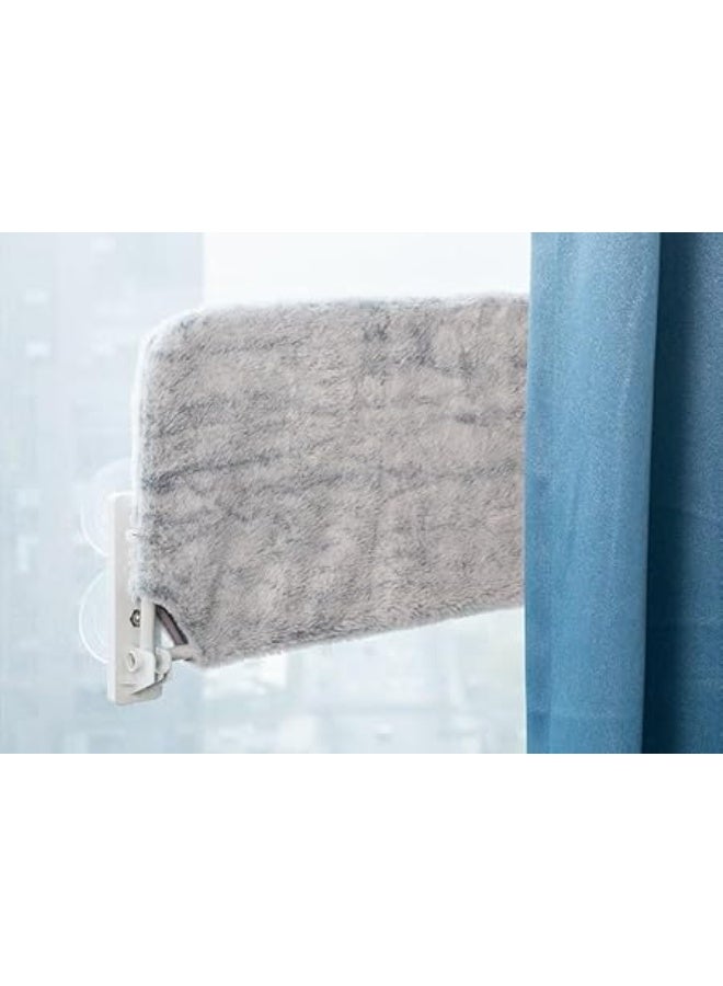 مقعد علوي للنافذة للقطط : أرجوحة قطط لاسلكية قابلة للطي مع 4 أكواب شفط قوية بإطار معدني صلب ووسادة قطيفة ناعمة لترتخي القطط في حمامات الشمس والقيلولة - Image 4