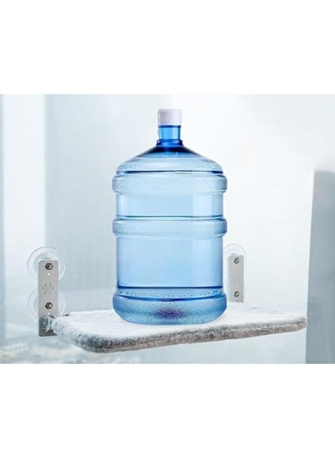 مقعد علوي للنافذة للقطط : أرجوحة قطط لاسلكية قابلة للطي مع 4 أكواب شفط قوية بإطار معدني صلب ووسادة قطيفة ناعمة لترتخي القطط في حمامات الشمس والقيلولة - Image 3