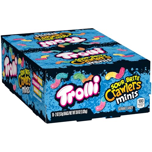 Trolli Sour Brite Crawlers Minis Candy Sour Gummy Worms 2 Ounce TreatSize Pouches Pack Of 18 - Image 1