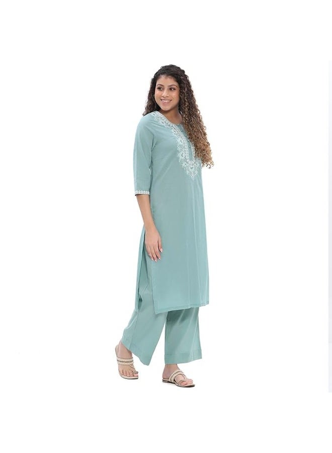 BIBA  Cotton  KURTA WITH PANT AND DUPATTA L - Image 4