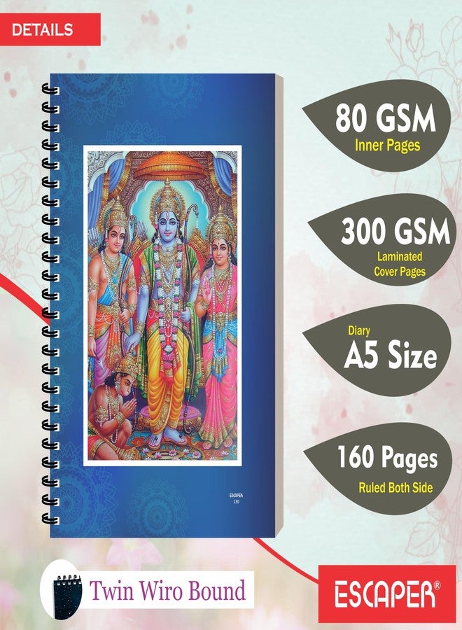 ESCAPER Shree Ram Devotional Notepad, A5 Spiral Notebook, 160 Ruled Pages, Soft Laminated Cover, Twin Wiro Binding, Personal Diary For Smooth Writing, Office, Travel Diary, Gifting - Image 2
