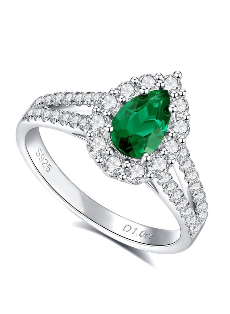 QUAINT 1-Carat Pear-Shaped Lab-Grown Emerald Ring - Image 1