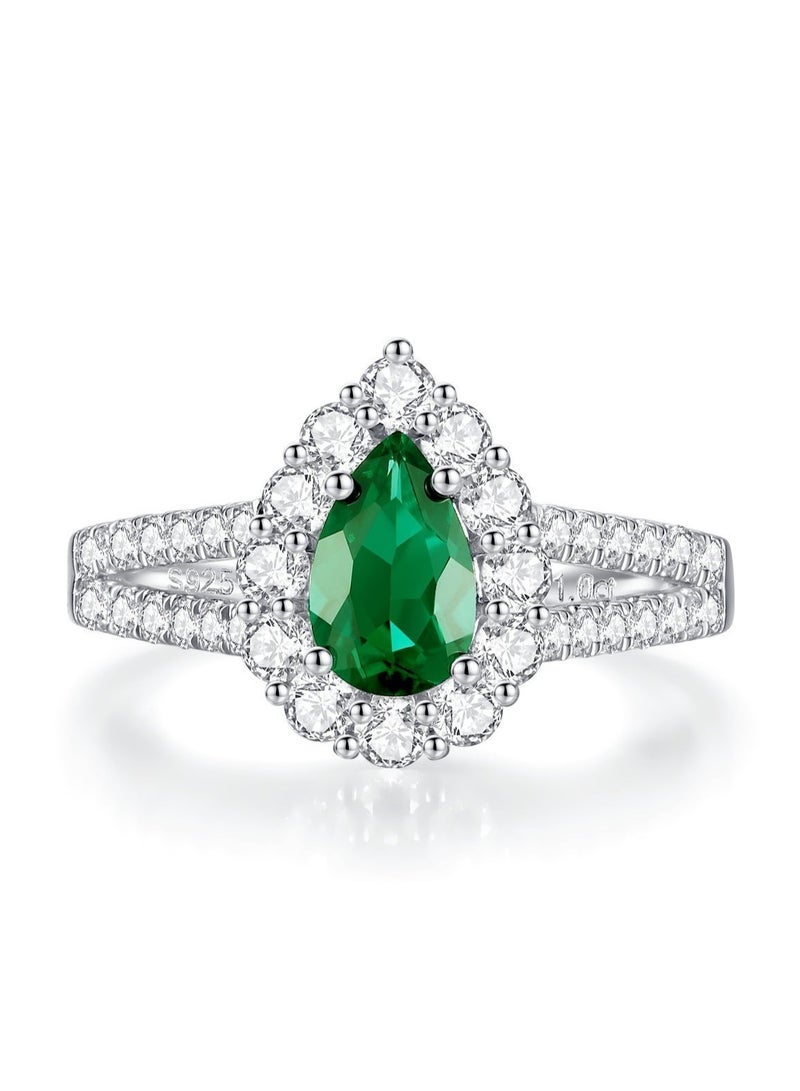 QUAINT 1-Carat Pear-Shaped Lab-Grown Emerald Ring - Image 2