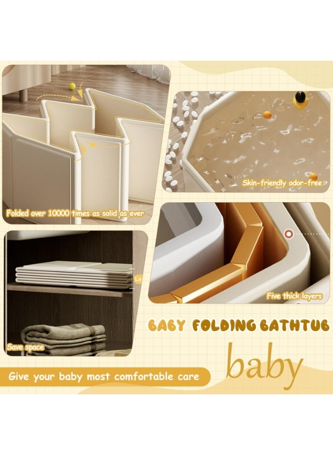 Portable Foldable Baby Bathtub - Space Saving Multifunctional Large Infant Tub with 5-Layer Insulation & Reinforced Support for 0-4 Years - Image 3
