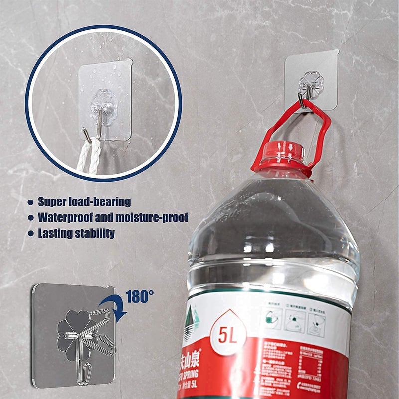 YOZONKY Self Adhesive Wall Hooks Pack of 10 Pcs Plastic Wall Hooks Heavy Duty Hooks for Hanging 10 KG Max Magic Stickers Hooks Seamless Transparent Adhesive Hook - Image 4