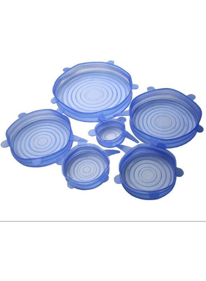 Silicone Stretch Fresh Food Cover Stretch Lids, 6-Pack of Various Sizes Blue - Image 1
