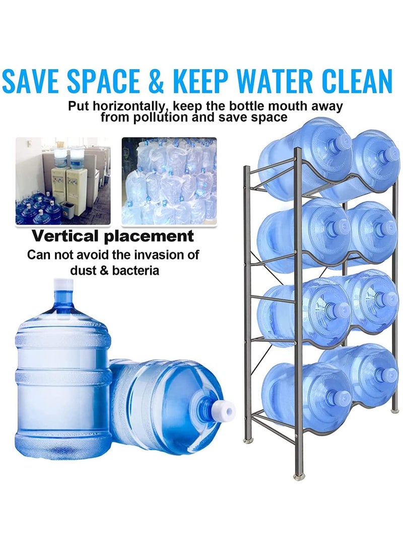 DubaiGallery 5 Gallon Water Jug Holder for 8 Bottles, 4 Tier Water Jug Stand with 10 Slots Storage Rack, Heavy Duty Water Jug Rack Cooler Dispenser Bottle Holder with Reinforced Frame for Kitchen Office  - Image 3