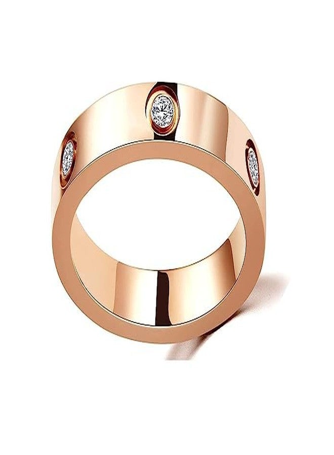 El Regalo Fashion Classic Titanium Steel Women Stacking Ring- Anti Tarnish/Waterproof Cubic Zirconia Stainless Steel Promise Ring for Girls & Women (Rose Gold, 8) - Image 4