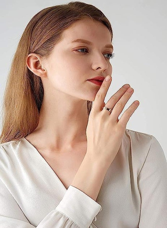 El Regalo Fashion Classic Titanium Steel Women Stacking Ring- Anti Tarnish/Waterproof Cubic Zirconia Stainless Steel Promise Ring for Girls & Women (Rose Gold, 8) - Image 3