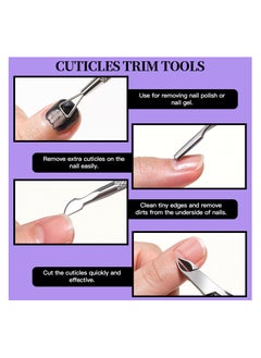 KHAJUL 12 PCS Nail Files and Buffer Block Set, Cuticle Nippers with 100/180 Emery Boards Nail Buffer Kit, Pusher Toenail Lifter Peeler Scraper Nail Brush, For Manicure and Pedicure Tools (Purple)  - Image 5