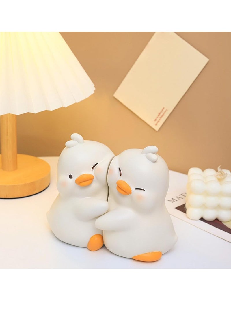 Beauenty Hug Duck Bookends, Cute Book Ends Decorative Bookends for Shelves, Creative Resin Book Holders for Shelf Desk Home Office Decoration - Image 3