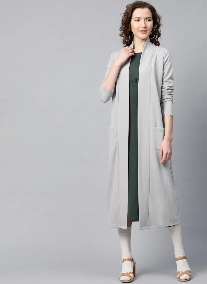 SASSAFRAS Grey Longline Shrug for Women