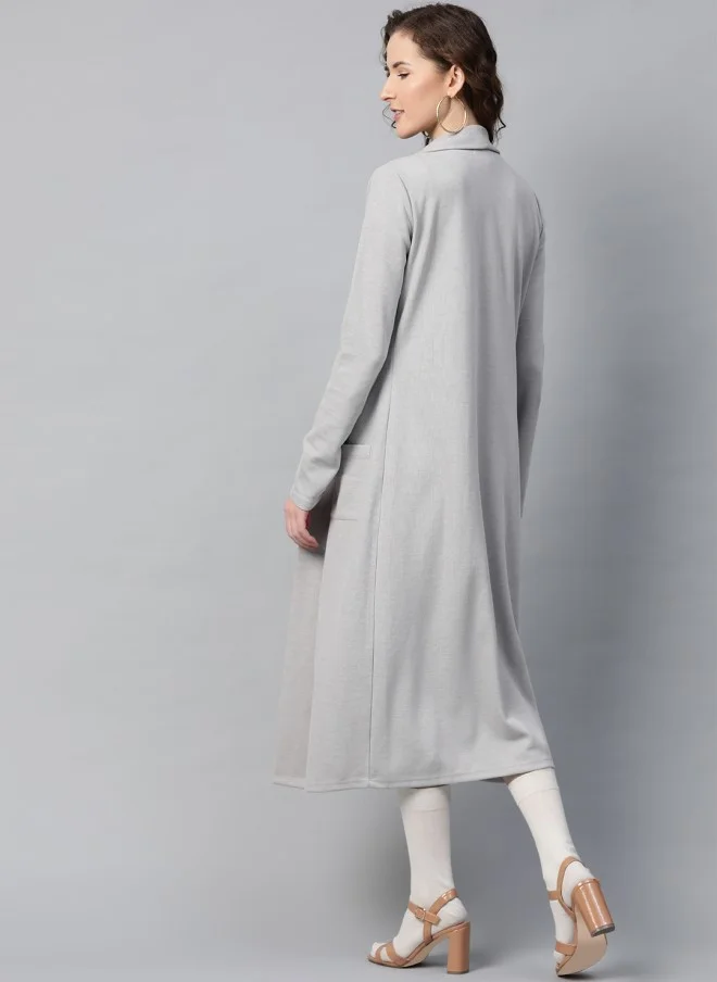 SASSAFRAS Grey Longline Shrug for Women